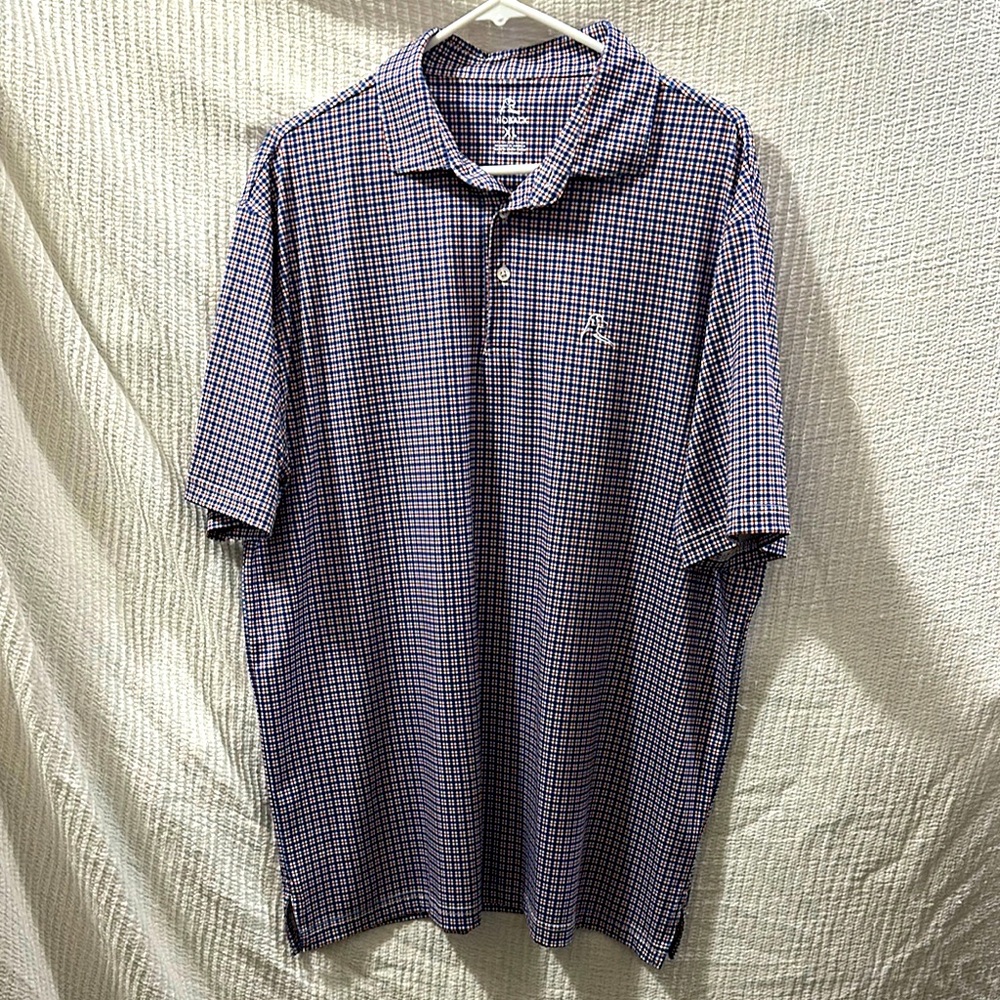 July 4th Rhoback Men's Navy and White Check Performance Polo